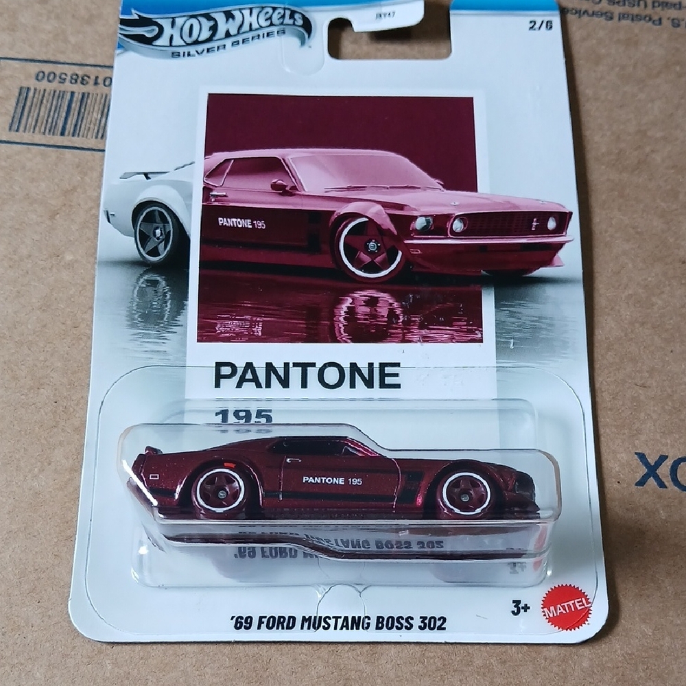 '69 Ford Mustang Boss 302 - Pantone 195 Red Hot Wheels Silver Series
